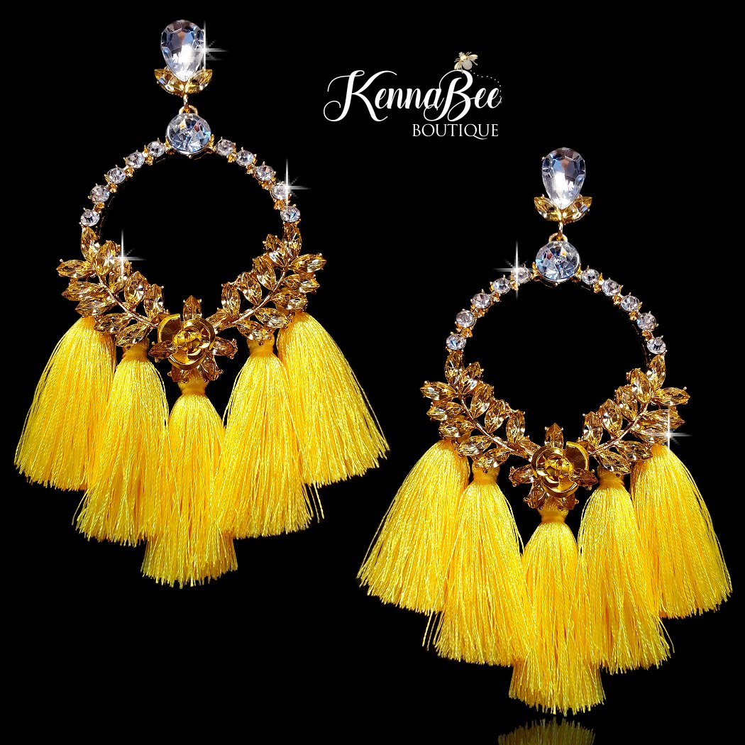 Yellow deals fringe earrings