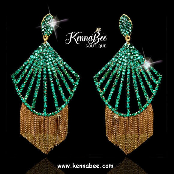 Emerald Shells with Gold Fringe