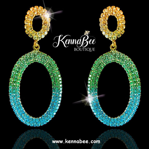 Citrine/Peridot/Aqua Ombre Oval Outlines