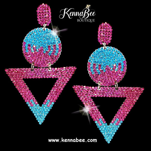 Aqua/Fuchsia Ombre Circle Triangles