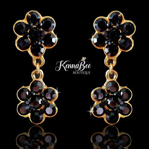 Black Double Flower Dangles