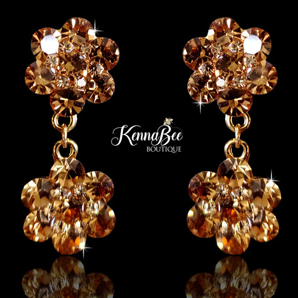 Gold Double Flower Dangles