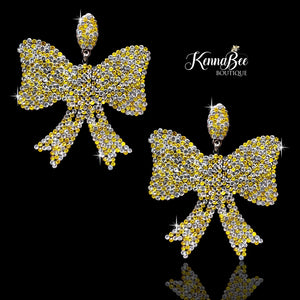 Yellow/Silver Rhinestone Bows