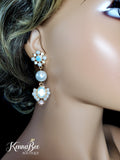 Blue Opal Dangling Pearls