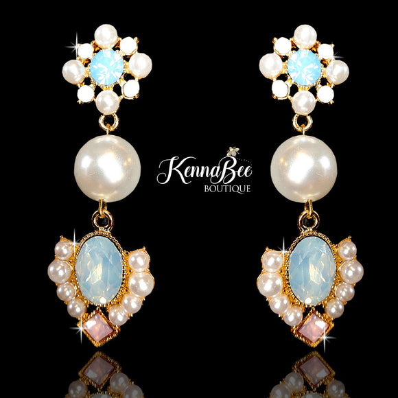 Blue Opal Dangling Pearls