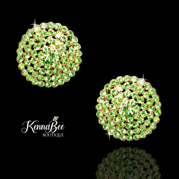 Lime Green Large Crystal Studs