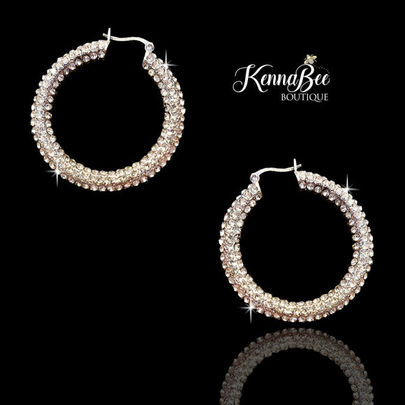 Crystal Hoops with Silver Metal