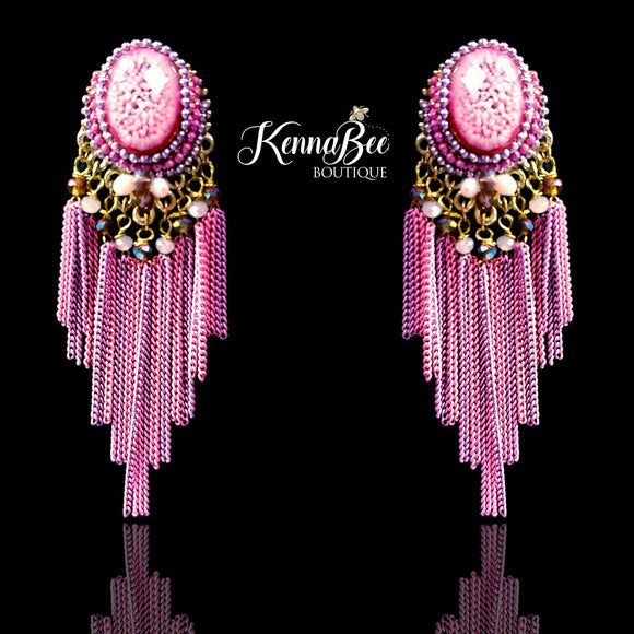 Pink Chain Fringe Buttons