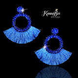 Sapphire Circle with Fringe Earrings