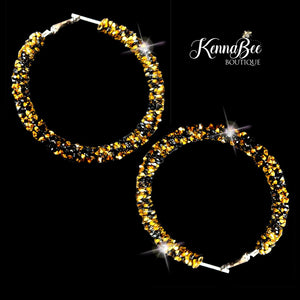 Black and Gold Glitter Hoops