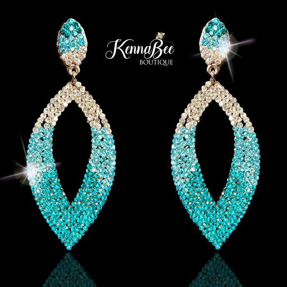 Crystal/Aqua/Zircon Ombre Marquis with Silver Metal