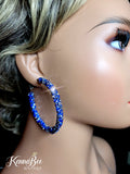 Glitter Blue and Silver Hoops 2.5
