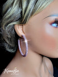 Colored Light Pink Rhinestone Hoops 2.5