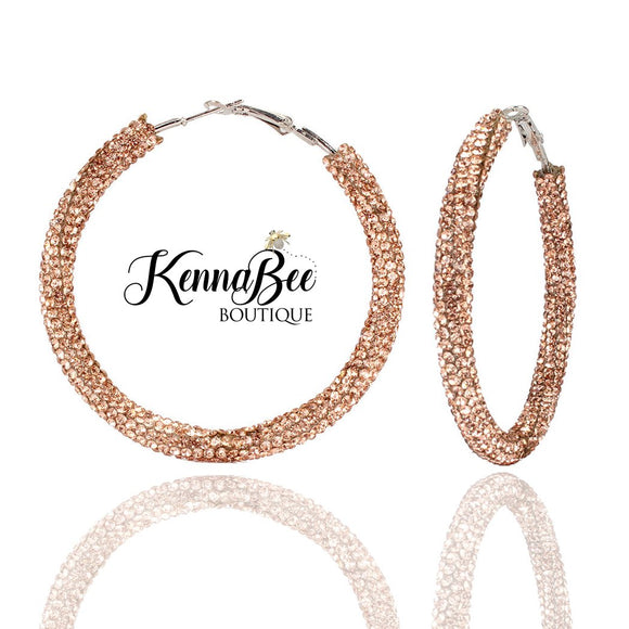 Colored Champagne / Gold Rhinestone Hoops 2.1