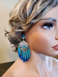 AB/Turquoise/Blue Ombre 7-Drop Earrings