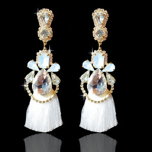 White Fringe Opal Earrings