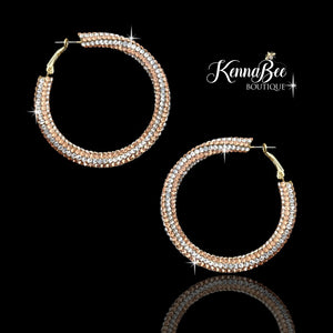 Colored Rose Gold/Crystal Rhinestone Hoops 2.1