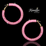 Colored Medium Pink Rhinestone Hoops 2.1