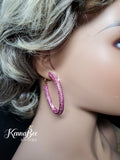 Colored Medium Pink Rhinestone Hoops 2.1